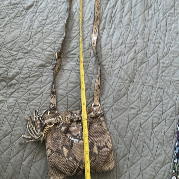 Michael Kors Snake Python Embossed Crossbody Bag Tassel Drawstring - Picture 12 of 12